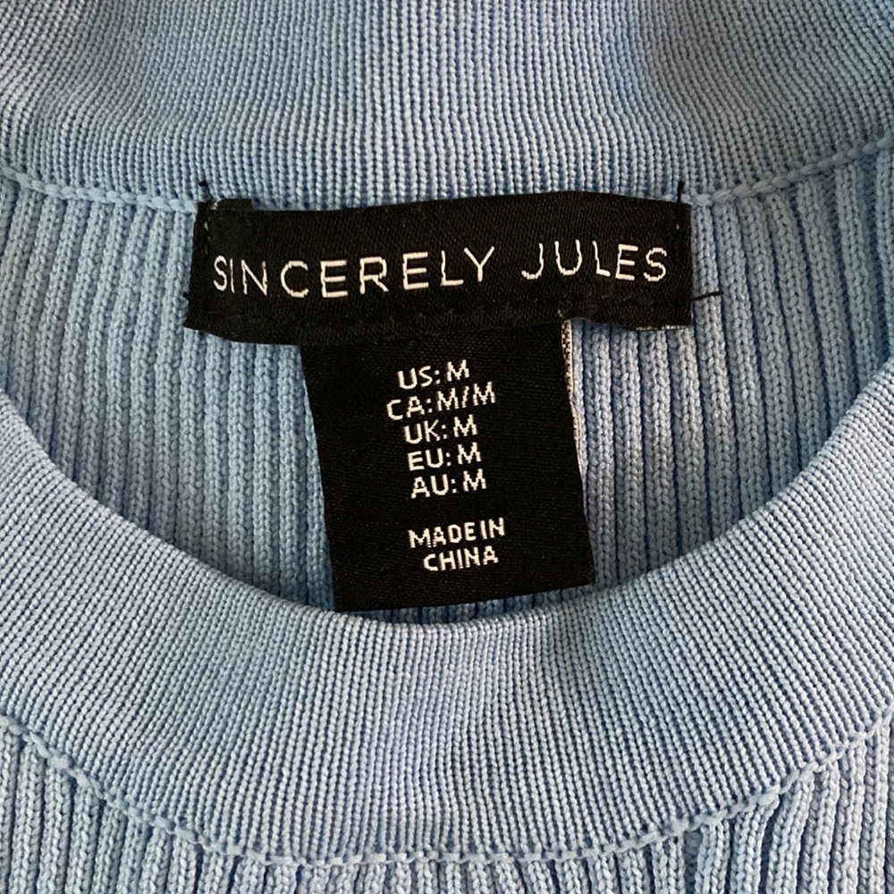 Light Blue Ribbed Sweater, Medium - Picture 3 of 5